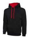 UC507 Contrast Hooded Sweatshirt Black / Red colour image